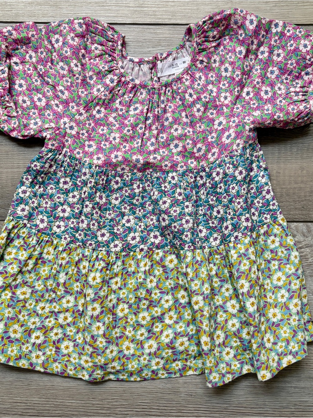 Zara Floral Tiered Multicolor Cotton Dress
